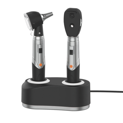 Set de Otoscopio y Oftalmoscopio Recargables con Luz LED y Fibra Óptica